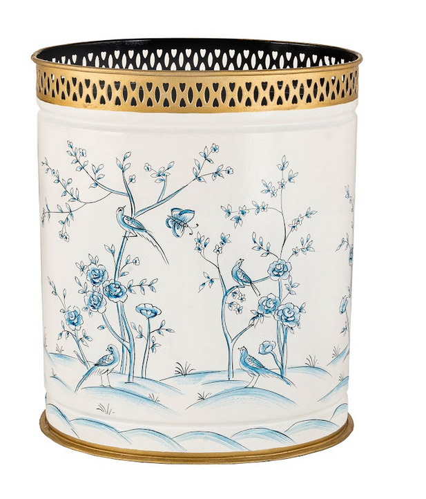 Ivory & Blue OVAL PIERCED WASTEPAPER BASKET