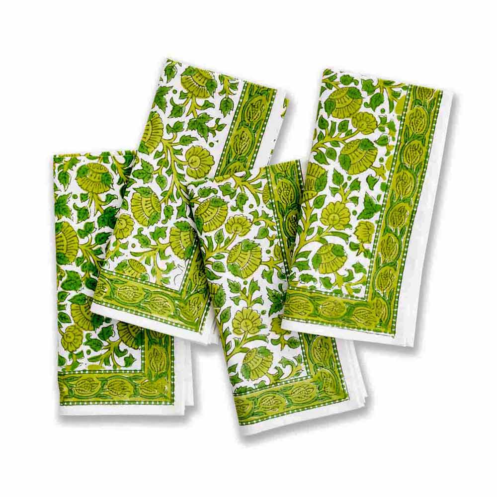 Beautiful new Green blossom napkins (set of 4)