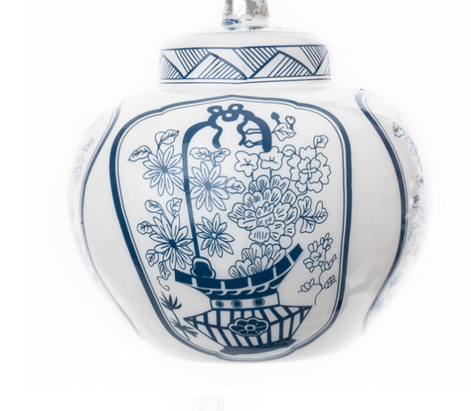 Blue & White Flat Top Jar Ornament