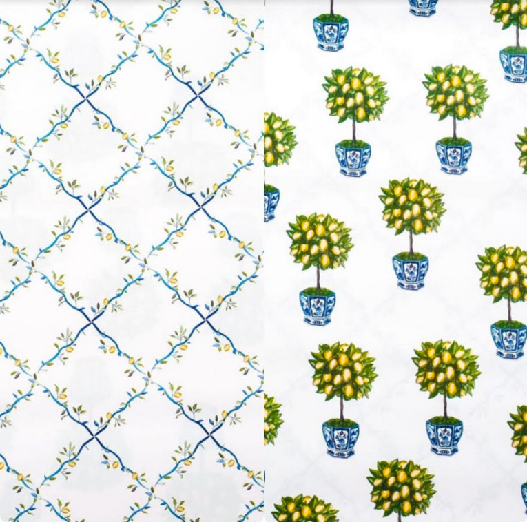 Reversible lemon Topiary with Trellis giftwrap