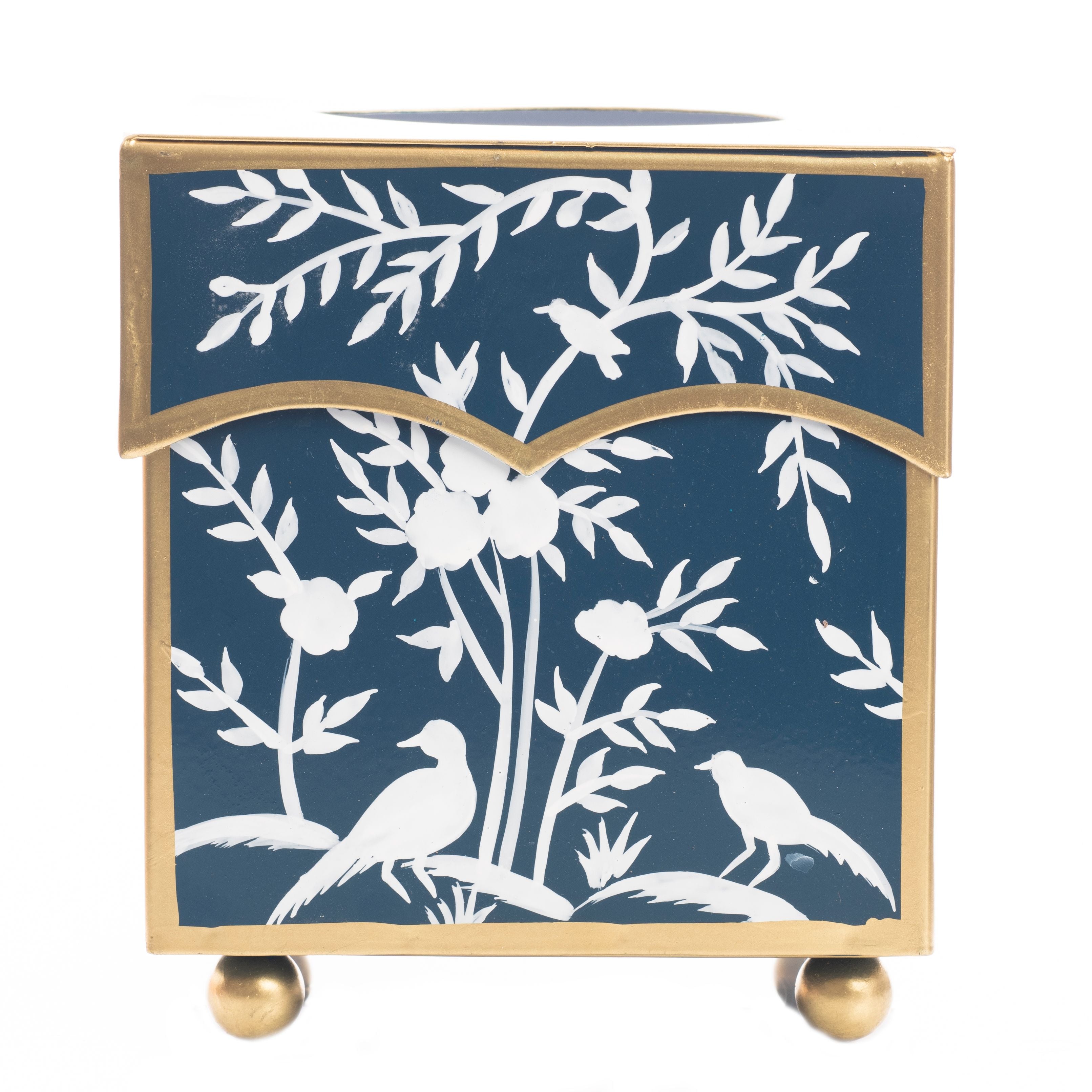 Navy & White Chinoiserie Tissue Holder