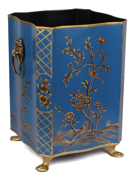 Blue & GOLD SQUARE FOOTED WASTEPAPER BASKET