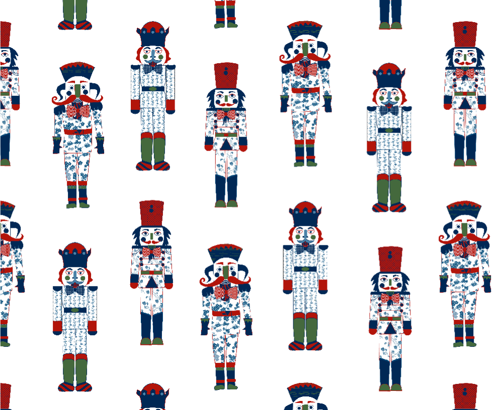 Green Blue Red Nutcracker Gift Wrap