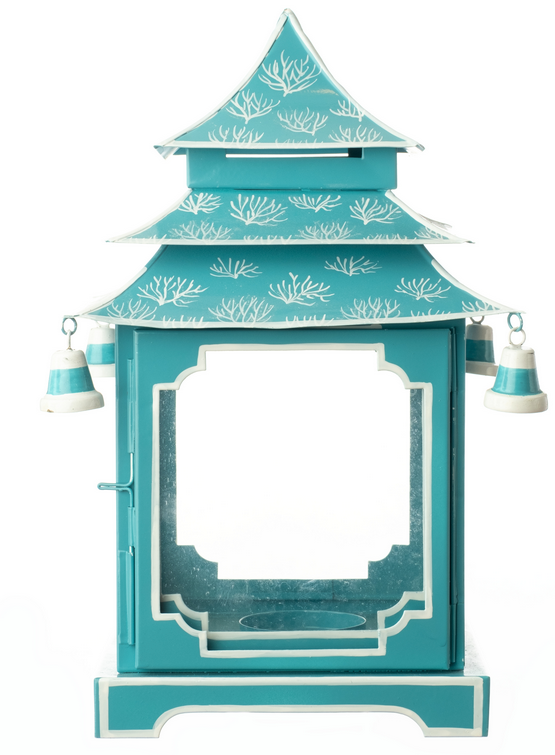 Aqua & White Pagoda Lantern - Large