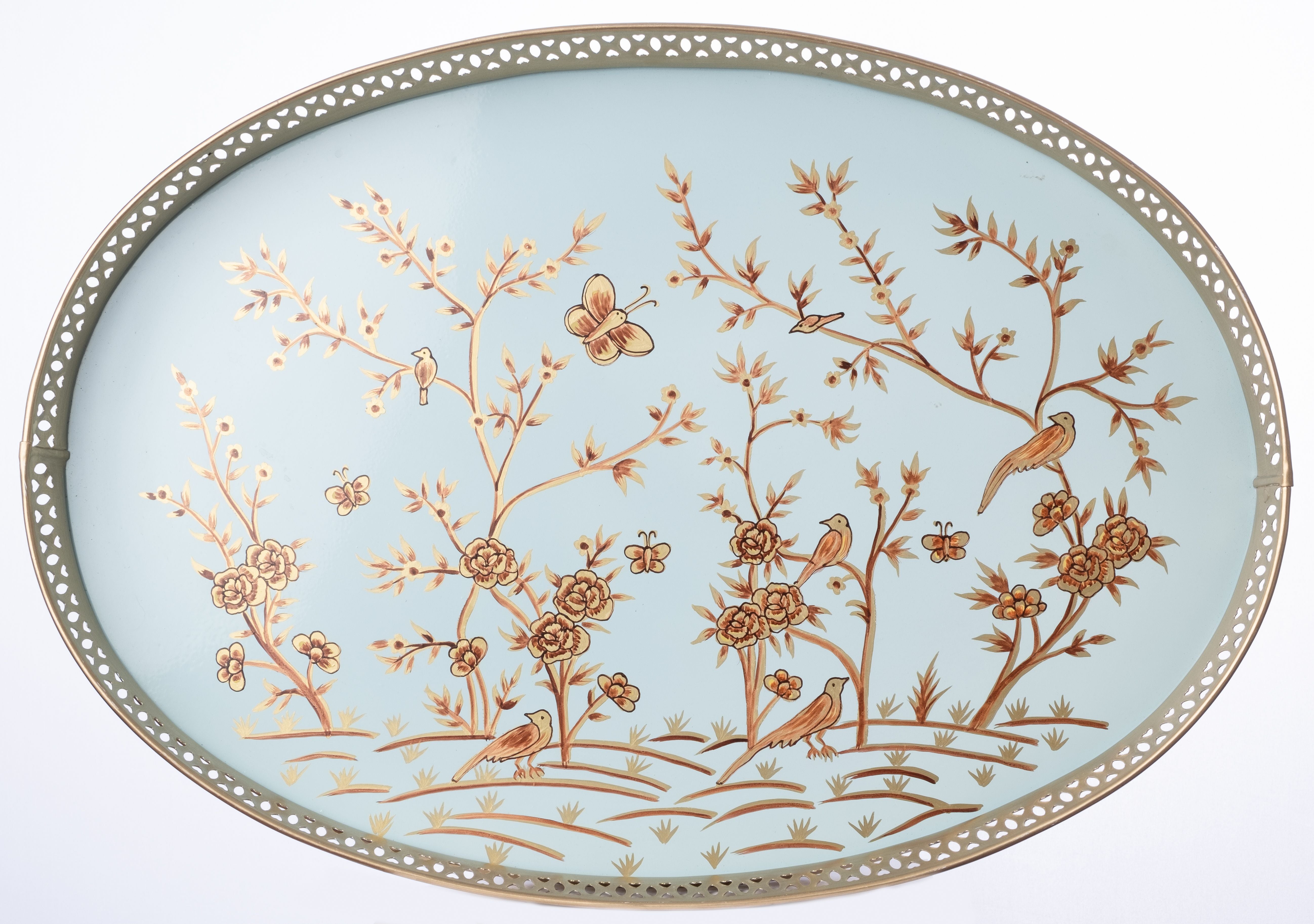 Pale Blue Round Pierced Tray