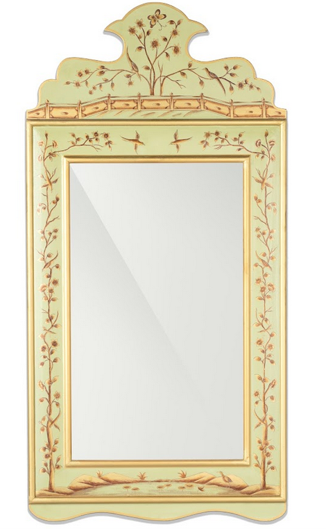 Celadon and Gold Wide Floral Mirror