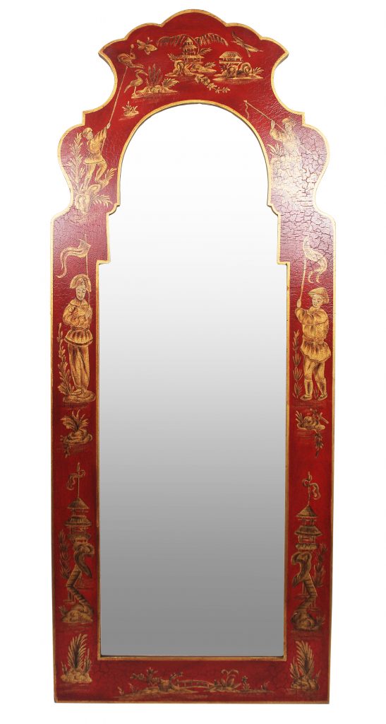 Red and Gold Narrow Figurine Mirror