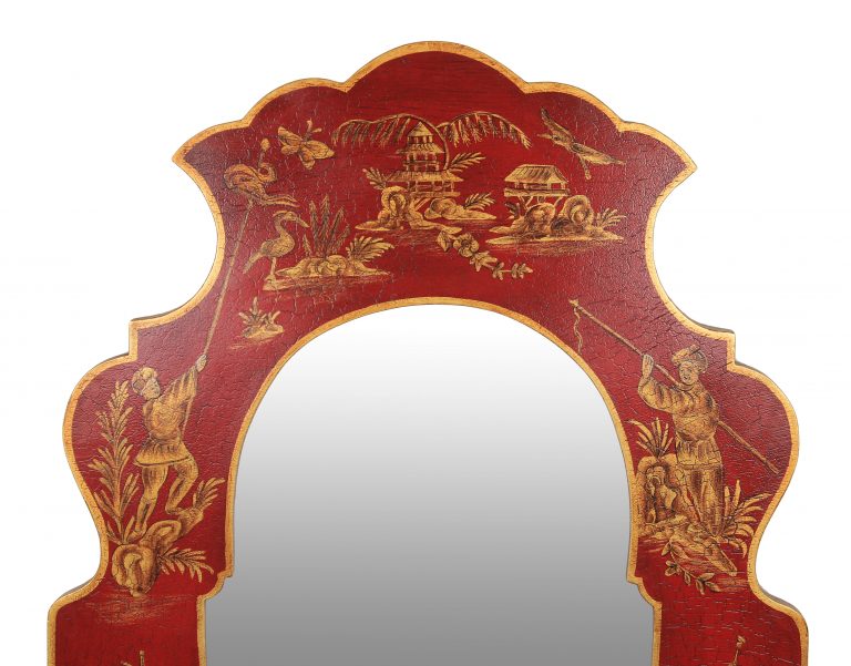 Red and Gold Narrow Figurine Mirror