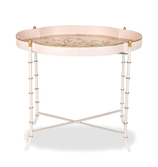 Pink & Gold Scalloped Tray Table