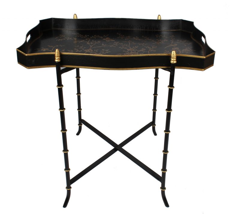 Black & GOLD RECTANGULAR TRAY TABLE