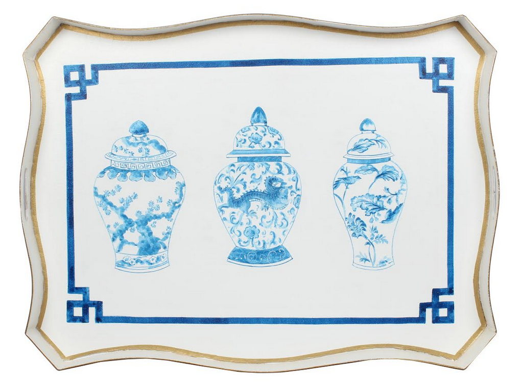 Ivory & Blue Ginger Jar RECTANGULAR TRAY TABLE