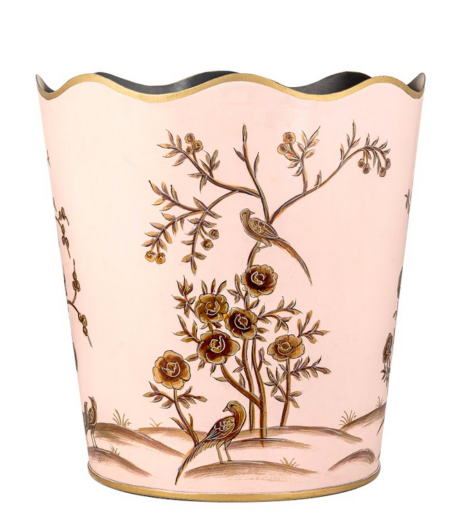 Pink & GOLD SCALLOPED WASTEPAPER BASKET