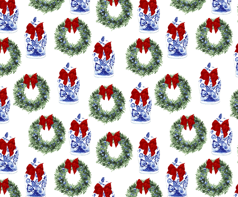 Red Bow Wreath Gift Wrap