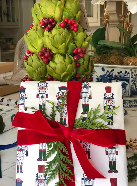 Green Blue Red Nutcracker Gift Wrap