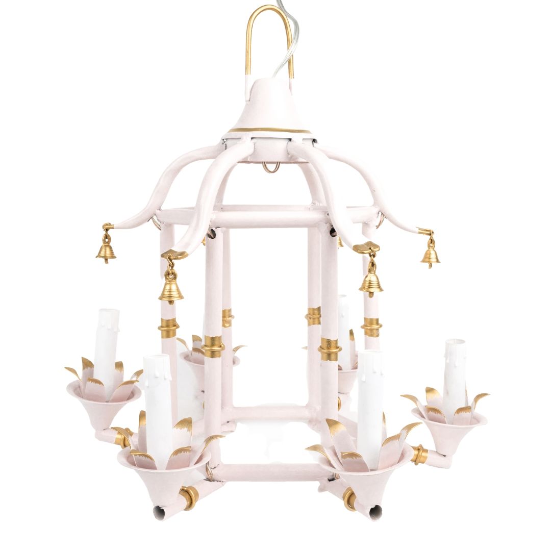 Pale Pink & Gold Chinoiserie Chandelier