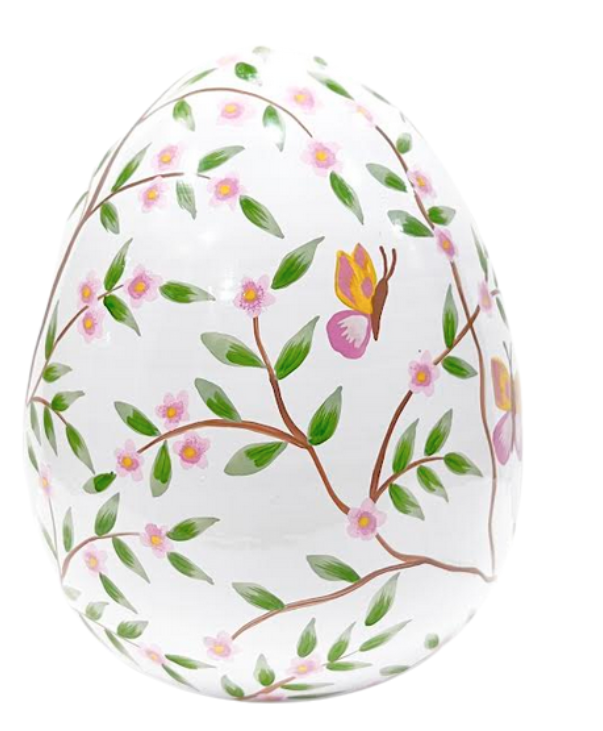 Stunning pink/green chinoiserie egg with butterfly (5 sizes)