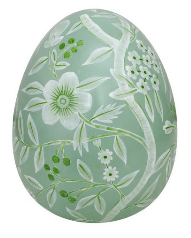 Beautiful all over floral tole egg (green) (5 sizes)