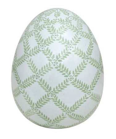 Beautiful soft green trellis tole egg (2 sizes)