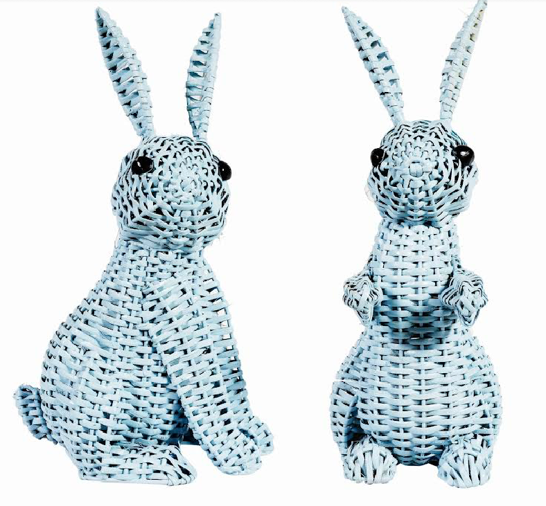 Fabulous 11.5" wicker bunnies (pale blue)
