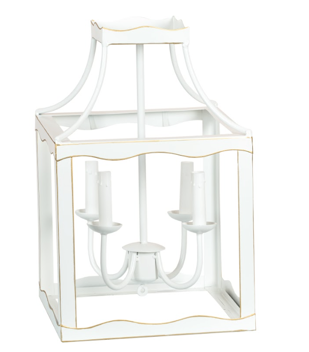 Incredible new medium soft white/gold tole lantern
