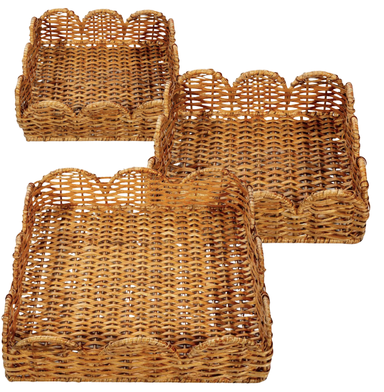 Gorgeous wicker scalloped baskets