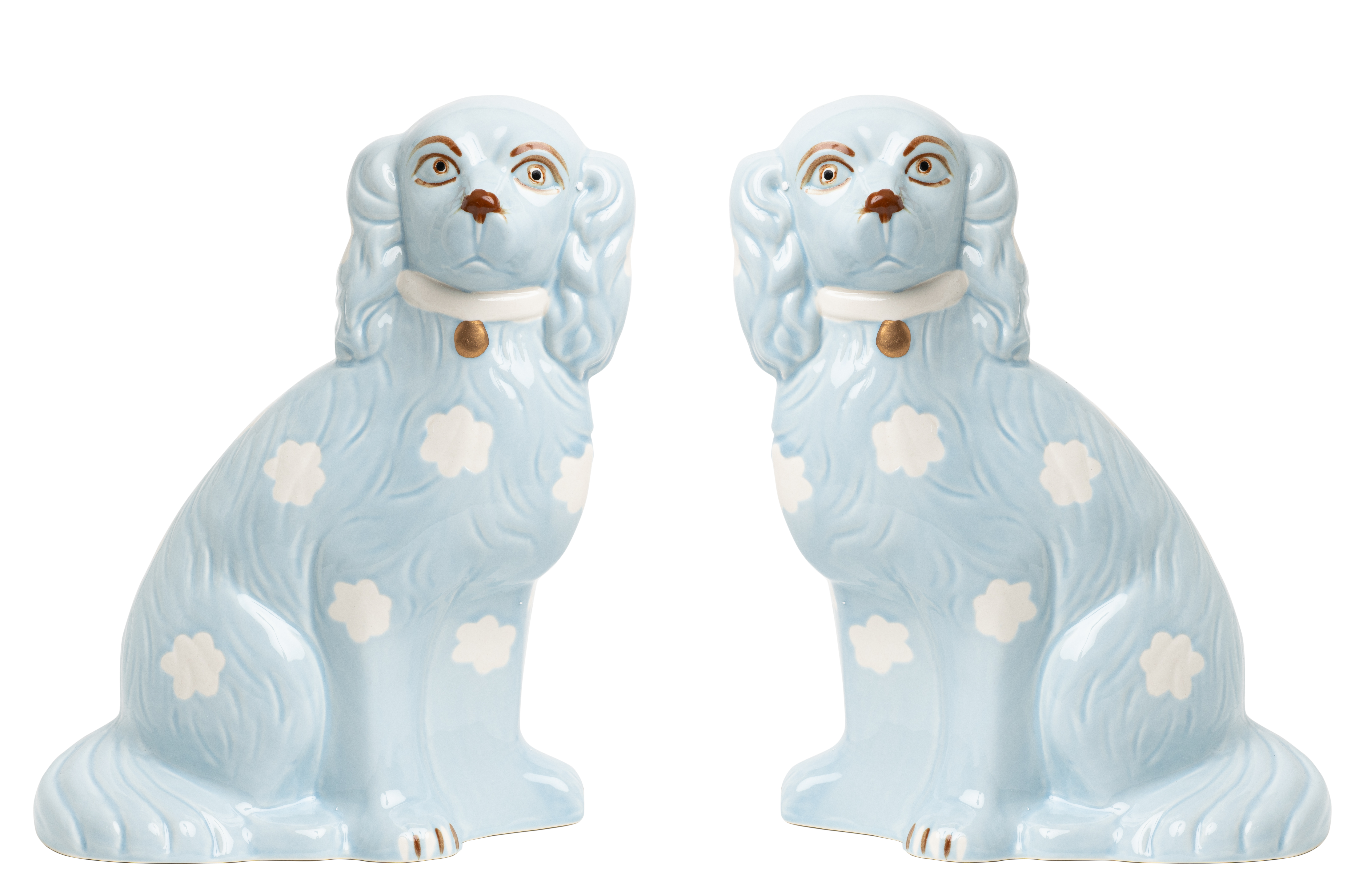 Fabulous new pale blue medium Staffordshire pair of dogs 